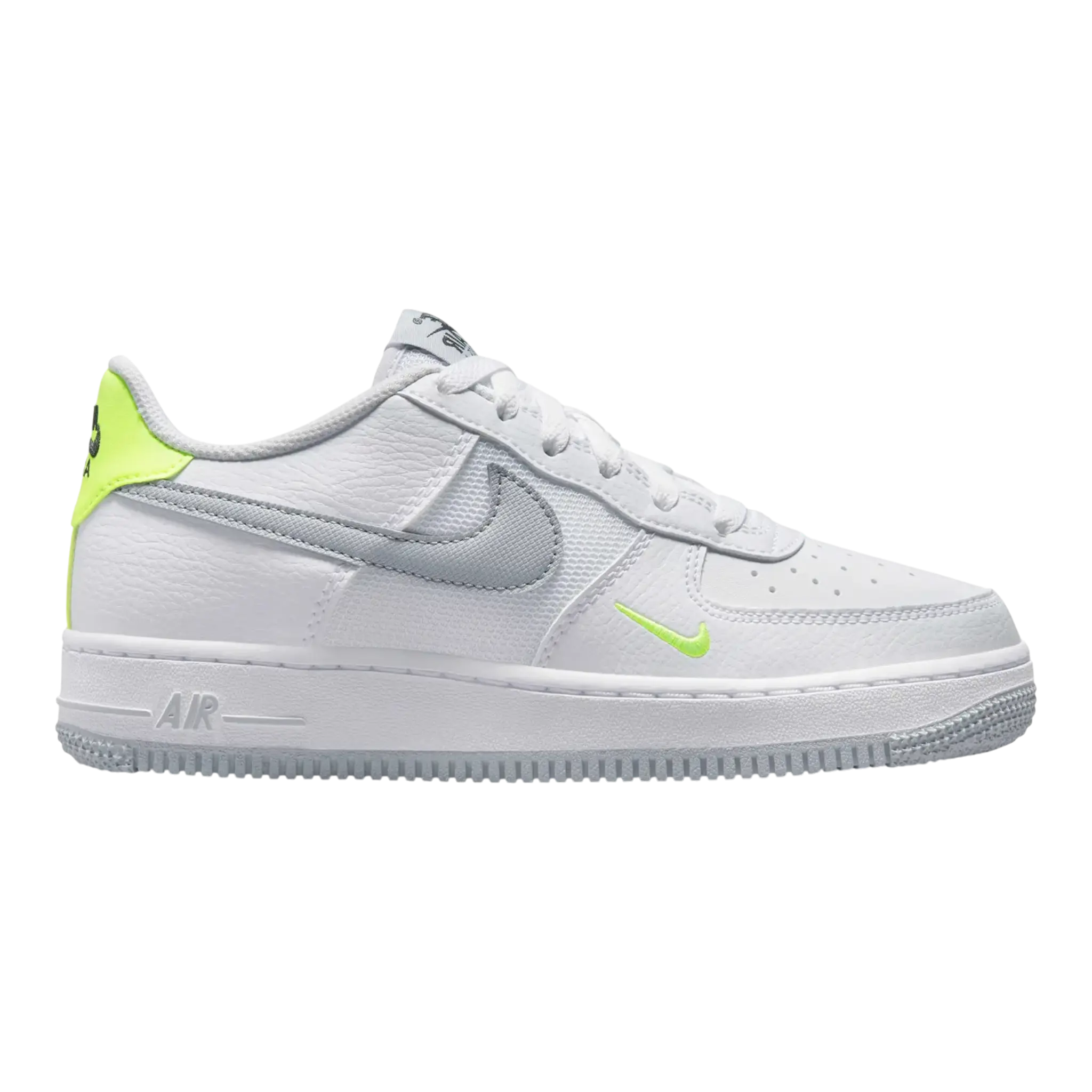 Nike Air Force 1 Kids Sneakers White/Wolf Grey/Volt/Black
