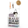5-Tier Dustproof Entryway Hall Tree Coat Rack Shoe Rack With 8 Removable Hooks Freestanding Shoe Storage Shelf Hat Clothes Organizer For Front Door Be