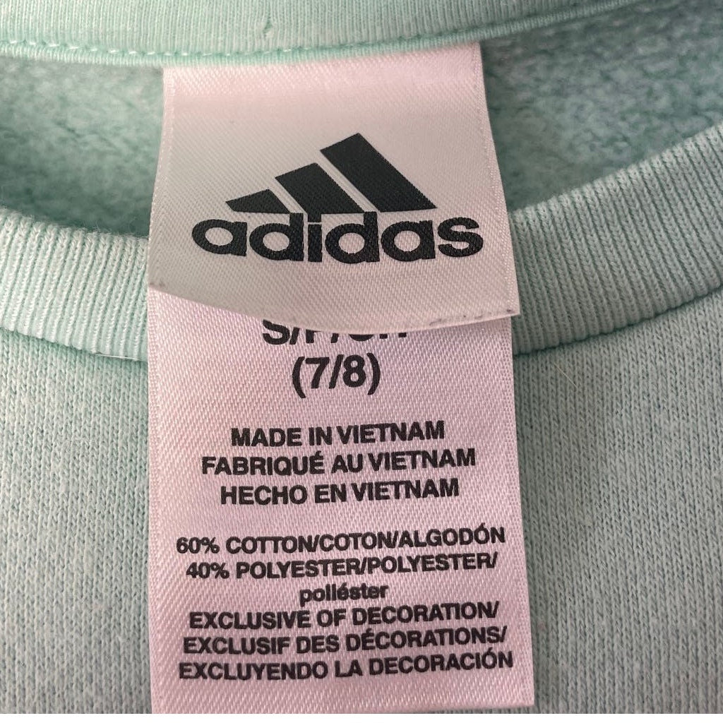 Adidas Child Small Long Sleeve Striped PolyCotton Pullover Crew Neck Sweatshirt